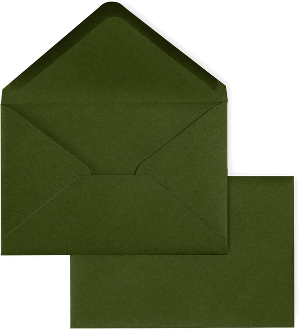 PONATIA 50 Pack A4 Olive Green Envelopes, 4 1/4 x 6 1/8, Perfect for Gift Cards & Wedding Details