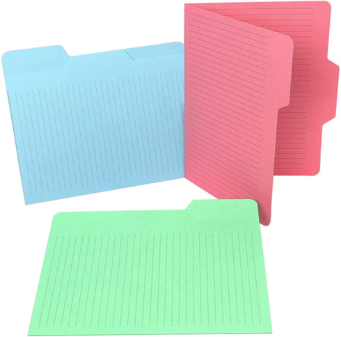 Find It File Folders - 12 Pack Tabbed, Letter Size, Double-Sided, Ruled Filing Folders for Office, School,