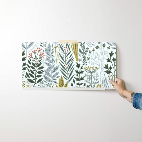 Custom Pre-Pasted Removable Wallpaper Swatch - Garden Vegetables in Green, Red, and Mint