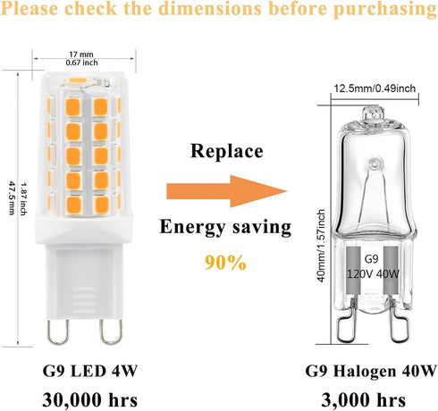 KAPATA G9 Bulb, Dimmable 40W T4 G9 Bulb Pack 5 LED Halogen Equivalent, Soft White , Energy saving No Flicker