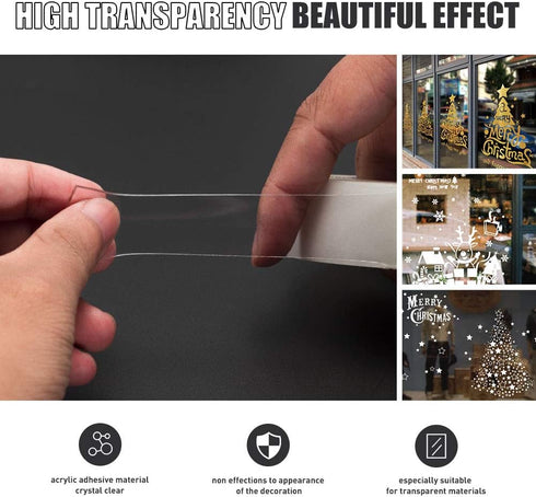 Double Sided Adhesive Tape - 1/2" x 10' Heavy Duty Transparent Removable Tape, 1 Roll