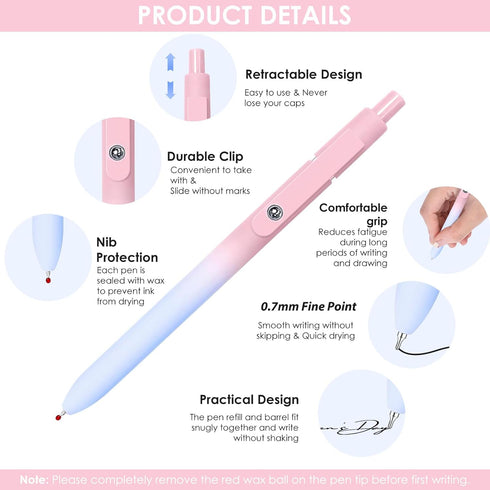 Gel Pens, Teen Girls Trendy Stuff for Nurses, 0.7mm Fine Point Black Smooth Writing Japanese Cute Pen, Cool Aesthetic Teacher Office School Supplies Essential Desk Accessories Birthday Gifts for Women by Donyang