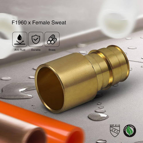 XFITTING 10 Pieces 1/2'' Pex A x 1/2'' Female Sweat Adapter, F1960 Expansion Female Sweat