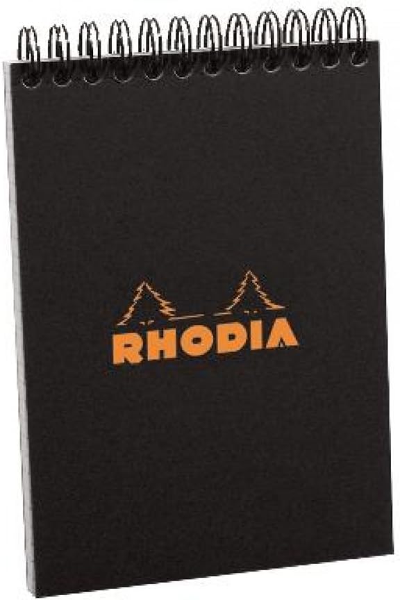Rhodia Wirebound Pad, Black Grid, 6X8.25