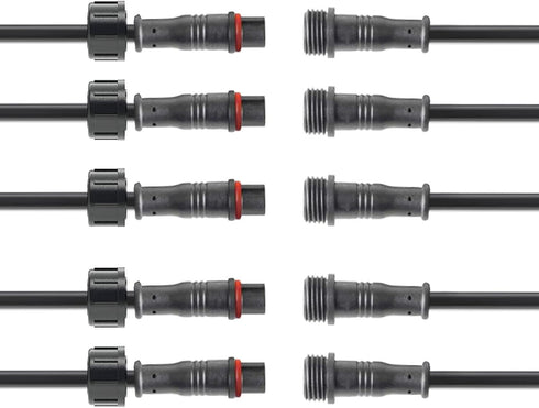 2 Pin Electrical Connector, 20AWG IP68 Male Female Plug LED Connectors with 20CM Cable for Outdoor LED Strip Lights (5
