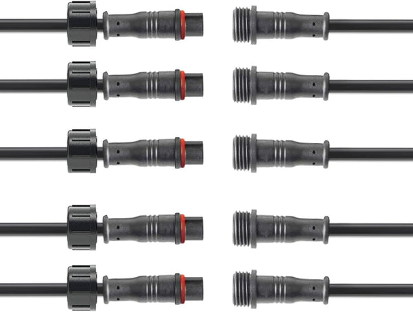 2 Pin Electrical Connector, 20AWG IP68 Male Female Plug LED Connectors with 20CM Cable for Outdoor LED Strip Lights (5
