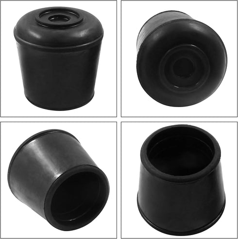 Auvotuis 8Pcs 1-1/8 Inch (28mm) Chair Leg Tips Caps, Round Rubber Non-Slip Folding Chair Leg End Caps Black Furniture