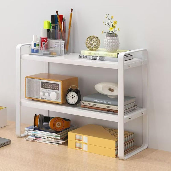 Hbluefat Desktop Organizer Shelf, 2-Tier Multipurpose Wood Storage Rack for Small Computer Desk and Aesthetic