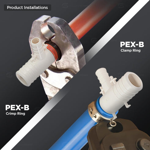 QQSU3431-5 Plastic PEX Poly Alloy Reducing Tee Barb Pipe Fitting, 3/4'' x 3/4'' x 1/2'', White (5 Pack)