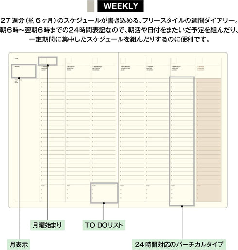 Laconic LGF02-36 Notebook, A5 Weekly Date Free Style Notebook
