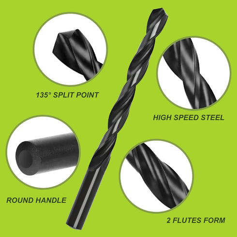 YOUGFIN 12 Pack 1/8 Inch Drill Bit Set, High Speed Steel Twist Jobber Length Drill Bits for Soft Metal, Wood, Plastic