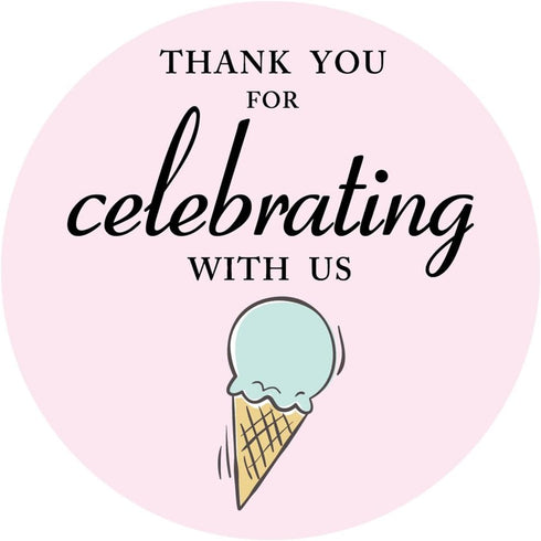 MAGJUCHE Ice Cream Thank You Stickers, Ice Cream Themed Party Labels, 2 Inch Round, 40-Pack for Favors, Decorations