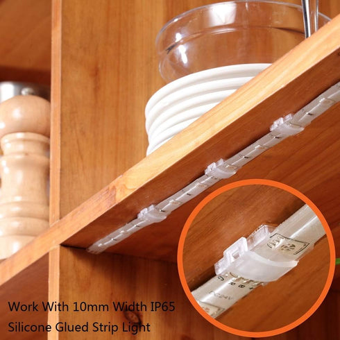 Threetwofour 100 Pack 8-10mm/0.31-0.39in Height<2.8mm/0.11in 102PCS Double Installation LED Strip Light Mounting