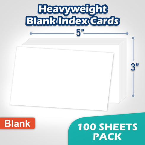 Olivo 3x5 3" 5", 100 Count, 200 Blank Index Cards Unlined Unruled Flash Note Cards x White, GSM Heavy Weight