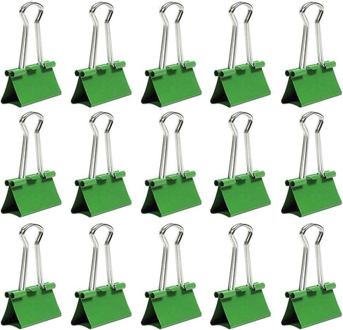 JAM PAPER Colorful Binder Clips - Medium 1 1/4 Inch (32 mm) Green Binderclips, 15 Pack for Office Supplies