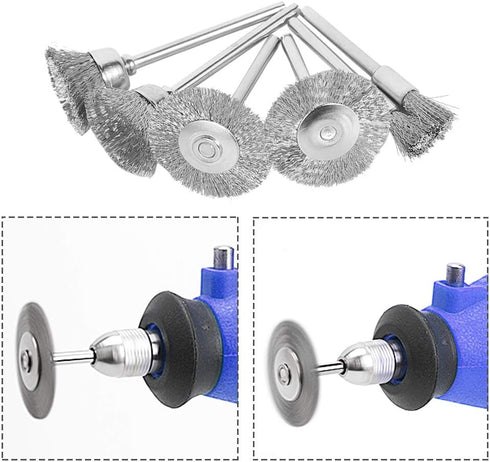 Mesee 45Pcs Steel Wire Brushes Wheels Set with 1/8" Shank for Rotary Tool Buffing Cleaning