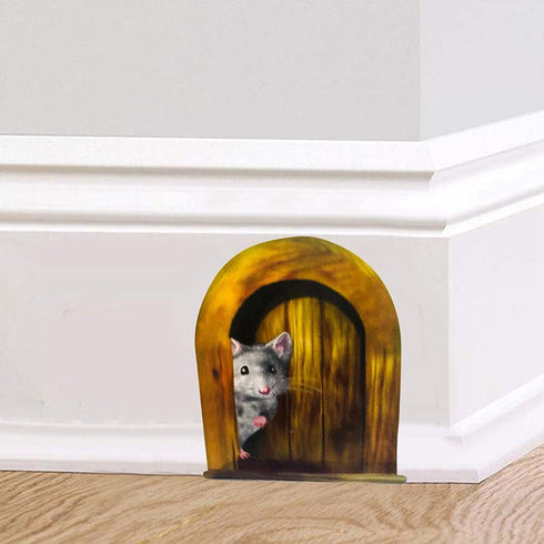 5pcs Scaredy Mice Mouse Hole 3D Wall Sticker, Realistic Decor Decal for Classroom and Home