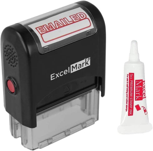 EMAILED Self Inking Rubber Stamp with Red Ink (Stamp Plus 5cc Refill Ink)