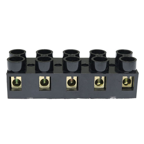 RLECS 500V 20A 5 Position Double Row Screw Terminal Block, Black Electrical Barrier Terminal Strip