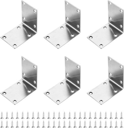 uxcell 6Pcs L-Shaped Brackets Corner Brace, 2.76"x2.76"x1.89" Corner Bracket Shelf Bracket Right