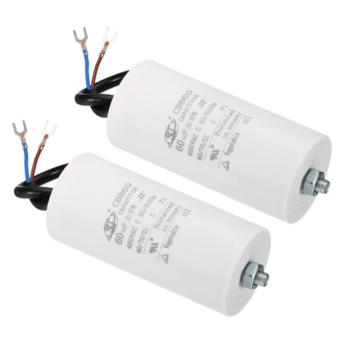 PATIKIL CBB60 60uF Running Capacitor, 2pcs AC 450V 50/60Hz Cylinder Bottom with Screw for Washing Machine, Water Pump