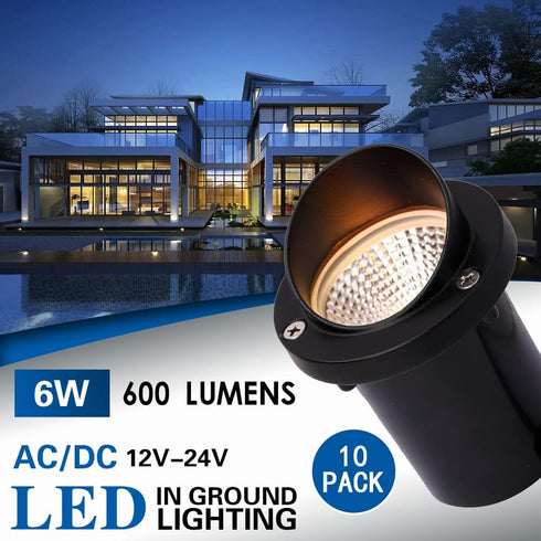 6W LED Shielded Well Light Outdoor,Low Voltage Landscape Lights Anti-Glare In-Ground Lights, 12-24V IP67 Waterproof Warm White Paver Lights with Wire Connector for Yard,Fence by ELEGLO