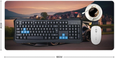 Large Mouse Pad Gaming Cool 370z JDM Sunset Japanese Car Desk Mat, Extended Keyboard Computer Pad, 35.4 x 15.7 inch