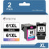 Remanufactured 61XL Ink Cartridges Replacement for HP 61 XL for Envy 4500 5530 5534 4502 4501 OfficeJet 4630 (2pcs: 1