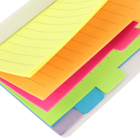 Sticky Notes Set, 2 Pcs Tabbed Self Stick Lined Note Pad Tabs, Portable Stickers, Bright Color Writing Pads Supplies