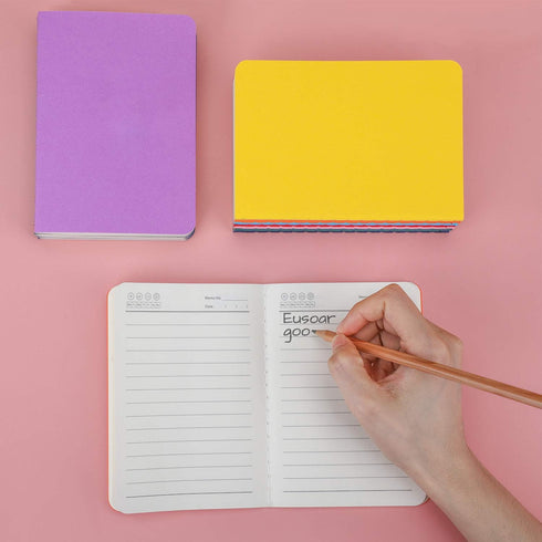 EUSOAR Softcover Pocket Notebook, A6 24 Pack, 3.9" x 5.5", 60 Pages Lined Kraft Notebooks, Mini Memo Notepad, Travel