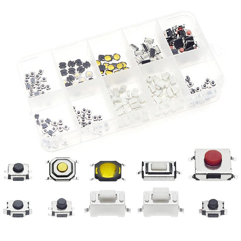 QTETAK 200 Pcs Micro Momentary Tactile Push Button Switch Assortment Kit - 10 Value
