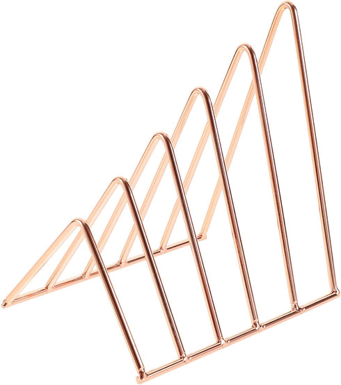 FOMIYES Rose Gold Iron Bookends Desk Organizer Triangular File and Book Stand