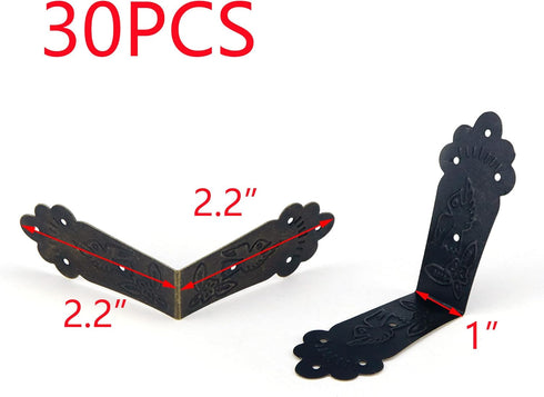 T Tulead 30PCS Bronze Iron Edge Guard, Decorative Corner Brackets for Furniture with Mounting Screws