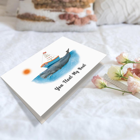 Obbyidk Romantic Whale Anniversary Card for Couples - You Float My Boat
