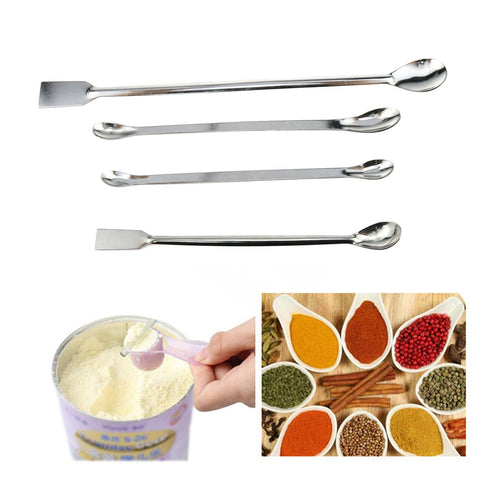 1 Set Stainless Steel Micro Sampling Spoons Spatula Combination, Reagent Spoons Laboratory Supplies (Pack of 4)
