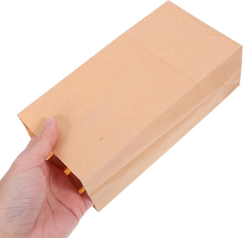 100pcs 18x9x5.5cm Packaging Kraft Paper Flat Bottom Bread Bags, Disposable Greaseproof Bakery Snack and Sandwich