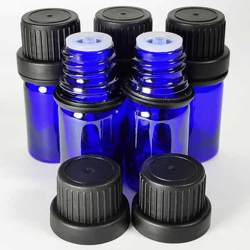 48Pack 1/6oz (5ml) Essential Oil Dropper Glass Bottles, Refillable Sample Vials with Orifice Reducer and Cap
