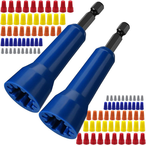 Wire Nut Driver, Spin Twist Wire Connector Tool with 1/4" Chuck, 2 Wire Twister Tools + 100 Wire Caps