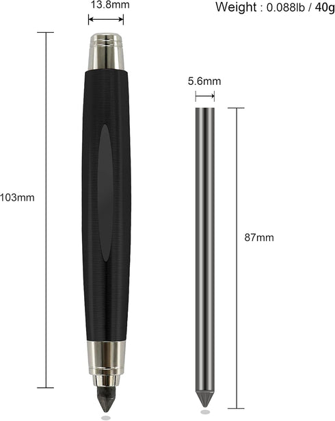 WSD Sketch Up 5.6mm Mechanical Pencil with Built Sharpener - Mechanical Clutch (Black)