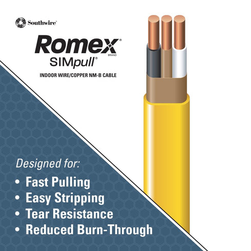12/2 15ft 28828226 Southwire Romex Brand Simpull Solid Indoor W/G NMB Cable coil - SW#