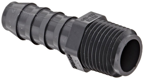 Spears 1436 Series PVC Tube Fitting, Schedule 40, Gray, 1/2" Barbed x NPT Male