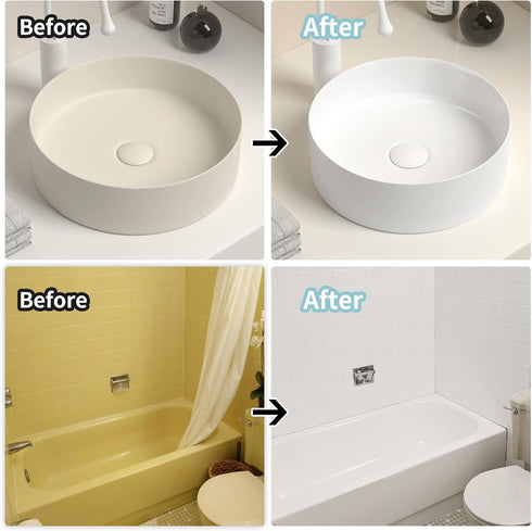 Kit32 Oz Countertop, 50-60 White Ceramic Tub and Tile Refinishing FL - Bathtub, Bathroom Wall, Sink Paint - Easy