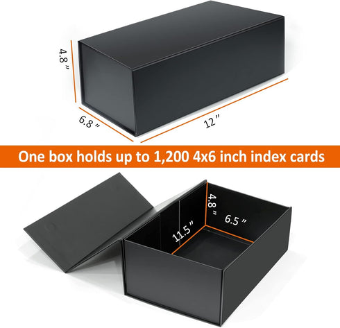 4X6 4 6 Inches, 1200 1 Pack, tutata Index Card Holder, Index Card Storage Box x Fits Flash Cards - Black