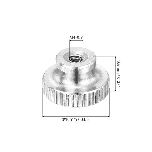 uxcell M4-0.7 Knurled Thumb Nuts, 20Pcs 304 Stainless Steel High Head Female Threaded Round Grip Knob Locking Nuts Fasteners Nuts, Silver