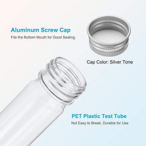 PATIKIL 65ml Test Tubes, 80pcs 5.91x0.98" Clear Plastic Containers with Caps for Candy, Bath Salt, and Scientific