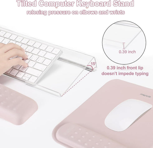 MOSISO Computer Keyboard Stand, Wrist Rest & Mouse Pad Set, Ergonomic Massage Keyboard Wrist Rest for Office Home