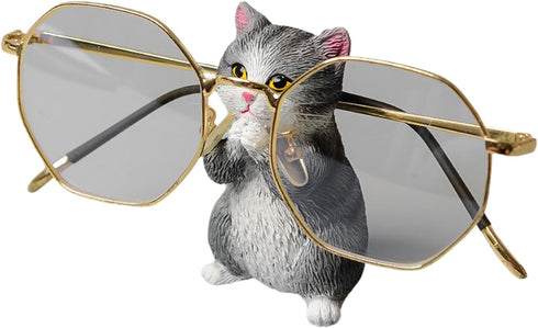 Cute Cat Glasses Display Stand,Creative Natural Resin Eyeglass Holder,Funny Decorative Eyeglass Sunglass