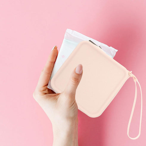 Healeved Silicone Sanitary Napkin Storage Bag Portable Travel Pouch Skin-Texture Menstrual Case Compact Period Pad