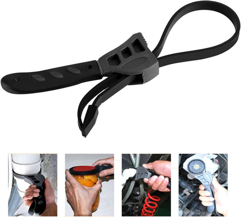 Oil Filter Spanner, Adjustable Plumbing Tool, Universal Strap Rubber Wrenches for Mechanics and Plumbers