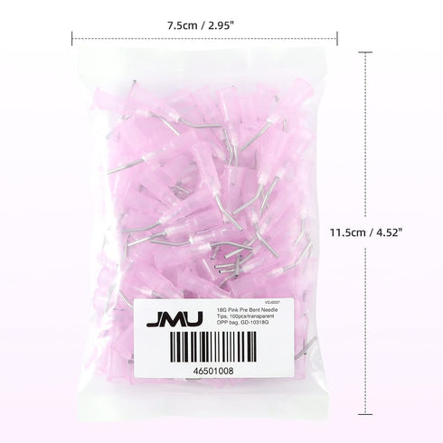 JMU 1000Pcs Bent Dispensing Tips 18g, Blunt Tip Dental Pre Bent Flow Dispensing Needle Tips